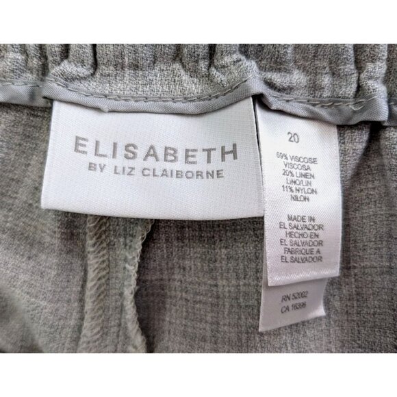 ELISABETH LIZ CLAIBORNE Gray Drawstring Linen Blend Pants w/ Pockets Size 20 - Picture 4 of 9